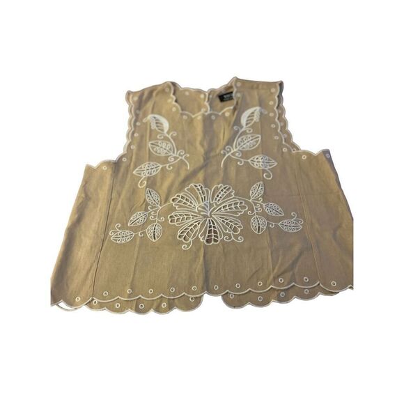 NWT VICI Lennon Eyelet Linen Blend Embroidered Sleeveless Blouse Tan XL - Picture 12 of 12